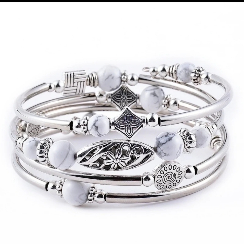 White Turquoise Wrap Bracelet